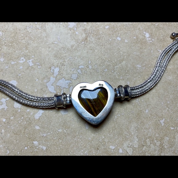 Sajen 925 Tigers Eye Heart Bracelet - Picture 3 of 4